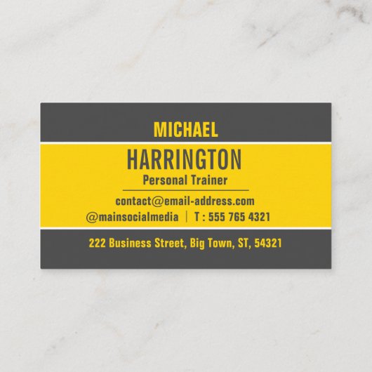 Vet tijdelijk geel en grijs minimalistisch Pro Visitekaartje (Achterkant)