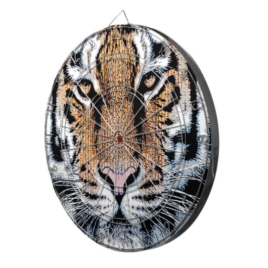 Vet tijger portret Grafische persstijl Dartbord (Voorkant Rechts)