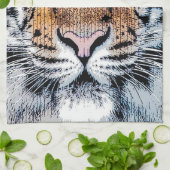 Vet tijger portret Grafische persstijl Theedoek (Gevouwen)