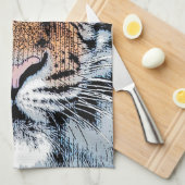 Vet tijger portret Grafische persstijl Theedoek (Quarter Fold)