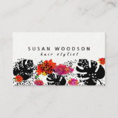 Vet Trendy Floral Monstera Dot Pattern Modern Visitekaartje (Voorkant)