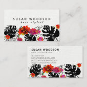 Vet Trendy Floral Monstera Dot Pattern Modern Visitekaartje (Voorkant / Achterkant)
