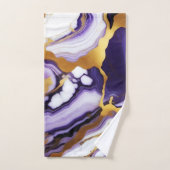Vet Trendy paarse geel Gouden faux marmer Bad Handdoek (Handdoek)