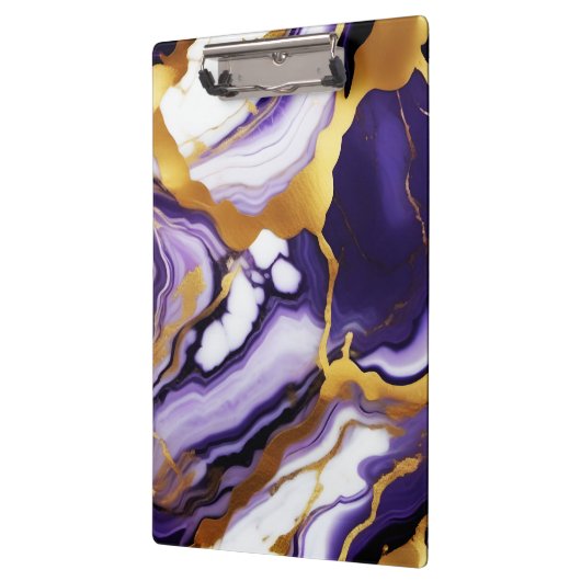 Vet Trendy paarse geel Gouden faux marmer Klembord (Links)