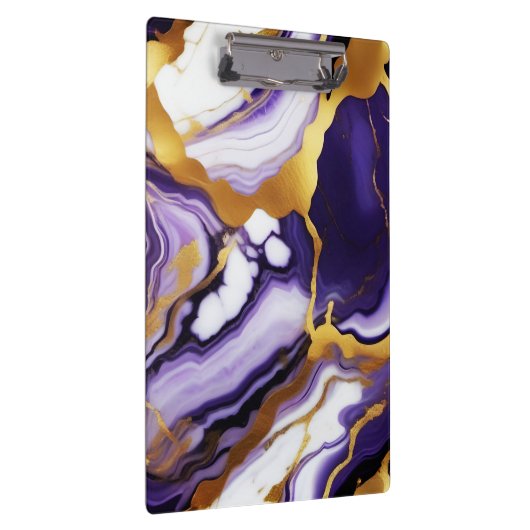 Vet Trendy paarse geel Gouden faux marmer Klembord (Rechts)