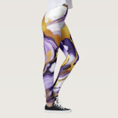 Vet Trendy paarse geel Gouden faux marmer Leggings (Rechts)