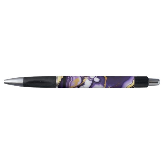 Vet Trendy paarse geel Gouden faux marmer Pen (Voorkant)