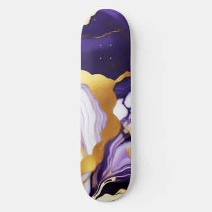 Vet Trendy paarse geel Gouden faux marmer Persoonlijk Skateboard