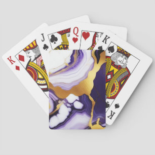 Vet Trendy paarse geel Gouden faux marmer Pokerkaarten