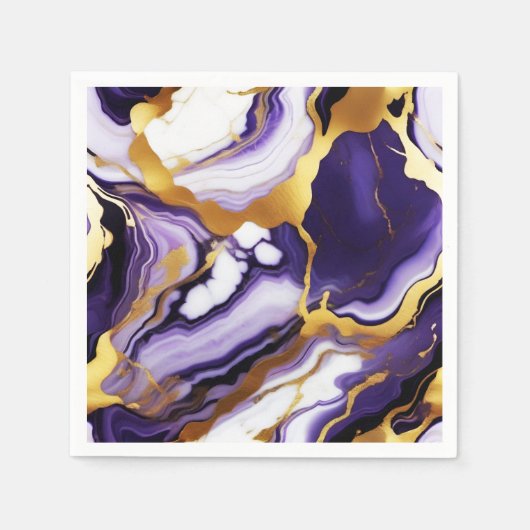 Vet Trendy paarse geel Gouden faux marmer Servet (Voorkant)