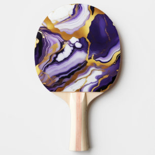 Vet Trendy paarse geel Gouden faux marmer Tafeltennisbatje
