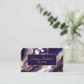 Vet Trendy paarse geel Gouden faux marmer Visitekaartje (Staand voorkant)