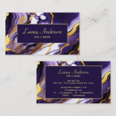 Vet Trendy paarse geel Gouden faux marmer Visitekaartje (Voorkant / Achterkant)