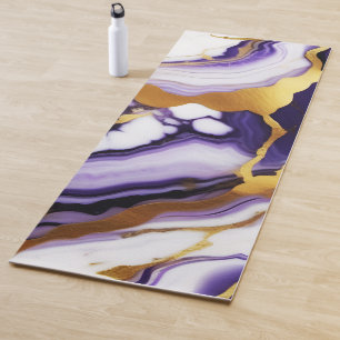 Vet Trendy paarse geel Gouden faux marmer Yogamat