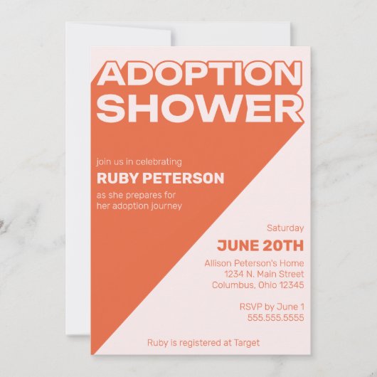 Vet Trendy Typografie Kleur Blok Adoption Douche Kaart (Voorkant)