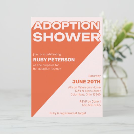 Vet Trendy Typografie Kleur Blok Adoption Douche Kaart (Staand voorkant)