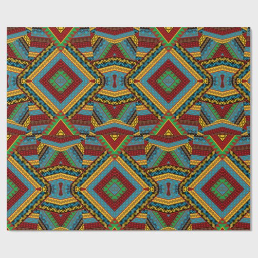Vet Tribal Geometrisch Patroon Kleurrijke Etnische Cadeaupapier (Vlak)
