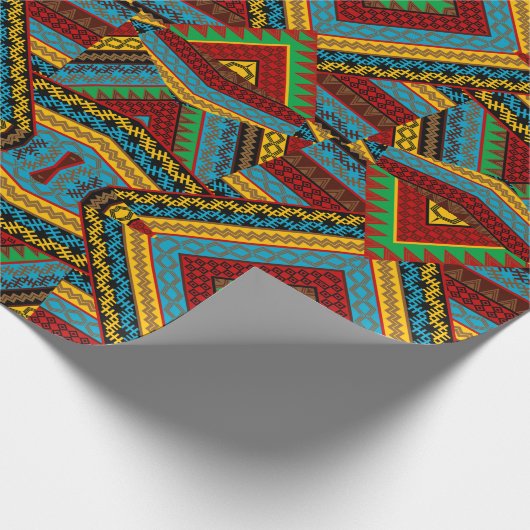 Vet Tribal Geometrisch Patroon Kleurrijke Etnische Cadeaupapier (Hoek)