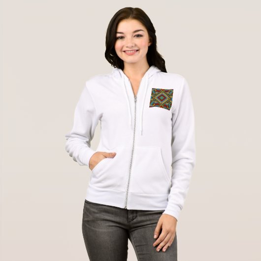 Vet Tribal Geometrisch Patroon Kleurrijke Etnische Hoodie (Voorkant volledig)