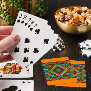 Vet Tribal Geometrisch Patroon Kleurrijke Etnische Pokerkaarten