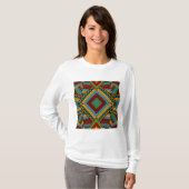 Vet Tribal Geometrisch Patroon Kleurrijke Etnische T-shirt (Voorkant volledig)