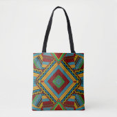 Vet Tribal Geometrisch Patroon Kleurrijke Etnische Tote Bag (Voorkant)
