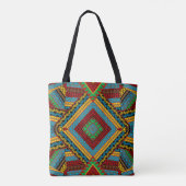 Vet Tribal Geometrisch Patroon Kleurrijke Etnische Tote Bag (Achterkant)