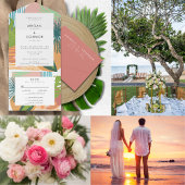 Vet Tropisch Abstract Koraal Blauwgroen Bruiloft All In One Uitnodiging