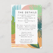 Vet Tropisch Abstract Koraal Blauwgroen Bruiloft Informatiekaartje (Voorkant)