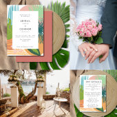 Vet Tropisch Abstract Koraal Blauwgroen Bruiloft Menu