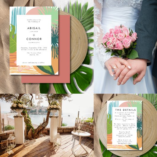 Vet Tropisch Abstract Koraal Blauwgroen Bruiloft Menu