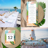 Vet Tropisch Abstract Koraal Blauwgroen Bruiloft Menu