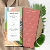 Vet Tropisch Abstract Koraal Blauwgroen Bruiloft Programmakaart
