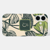 Vet tropisch blad monogram Case-Mate iPhone case (Achterkant (horizontaal))