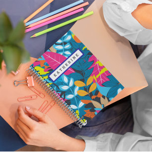 Vet Tropisch Bladpatroon Voor Creatieve Minds Notitieboek