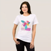 Vet Tropisch Bloemen Vaas T-shirt (Voorkant volledig)