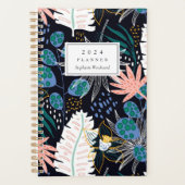 Vet Tropisch Botanisch Patroon Monogram 2024 Planner (Voorkant)