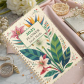 Vet Tropisch Botanisch Patroon Monogram Planner