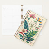 Vet Tropisch Botanisch Patroon Monogram Planner (Display)