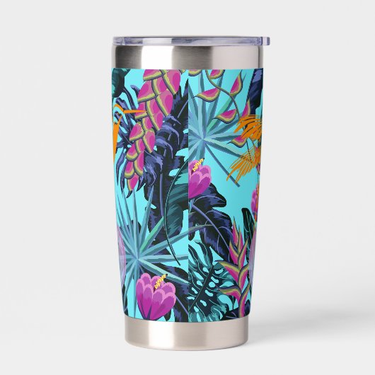 Vet Tropisch oliepatroon met Hummingbird Geïsoleerde Drinkbeker (Links)