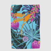 Vet Tropisch oliepatroon met Hummingbird Golfhanddoek (Voorkant)