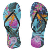 Vet Tropisch oliepatroon met Hummingbird Teenslippers (Voetbed)