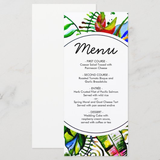 Vet Tropisch Palmblad Krans Bruiloft Menu (Voorkant / Achterkant)