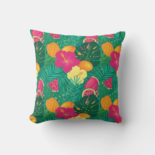 Vet Tropisch Paradijs Naadloos Patroon Kussen (Voorkant)