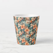 Vet Tropische Hibiscus Print Keramische Latte Mok (Voorkant)