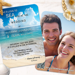 Vet turquoise strand strand bruiloft kaart