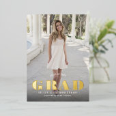 Vet Type Afstuderen Volledige foto Folie Uitnodiging (Staand Voorkant)