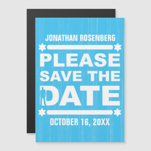 Vet type balk Mitzvah Save the Date Blue Magnetische Uitnodiging
