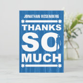 Vet Type Bar Mitswa Dankjewel Kaart in Blauw (Staand voorkant)