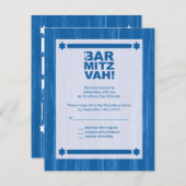 Vet Type Bar Mitswa Reply Kaart in Blauw (Voorkant / Achterkant)